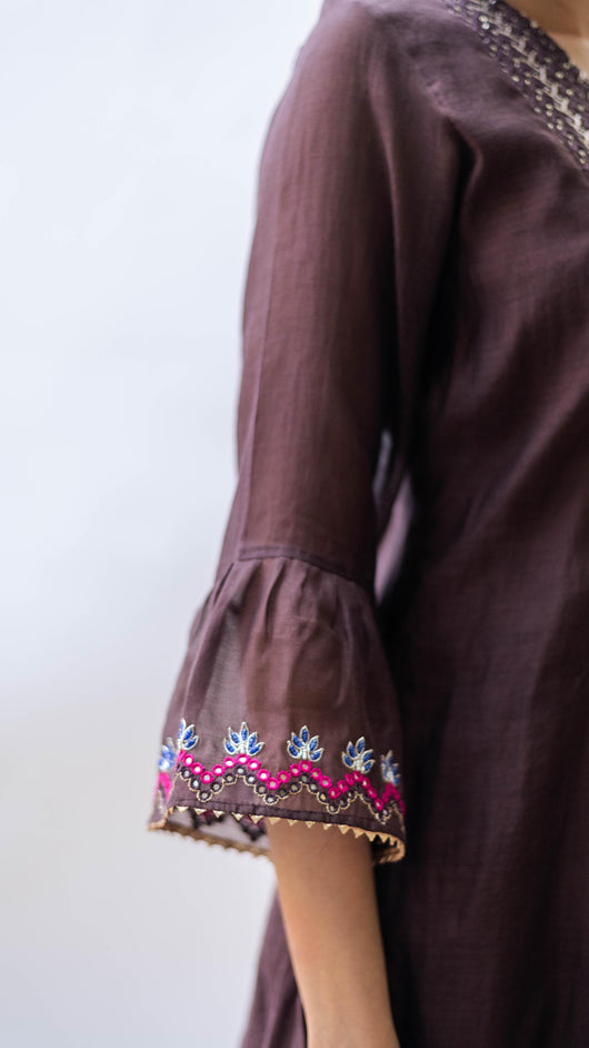Aqsa Aline Kurta Set (Badami)