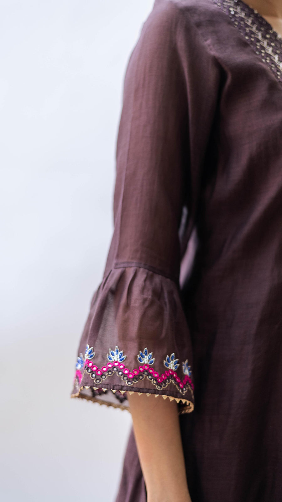 Aqsa Aline Kurta Set (Badami)