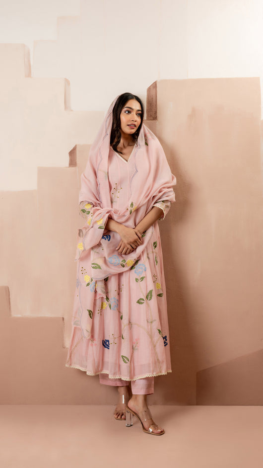 Falak Anarkali Set (Baby Pink)