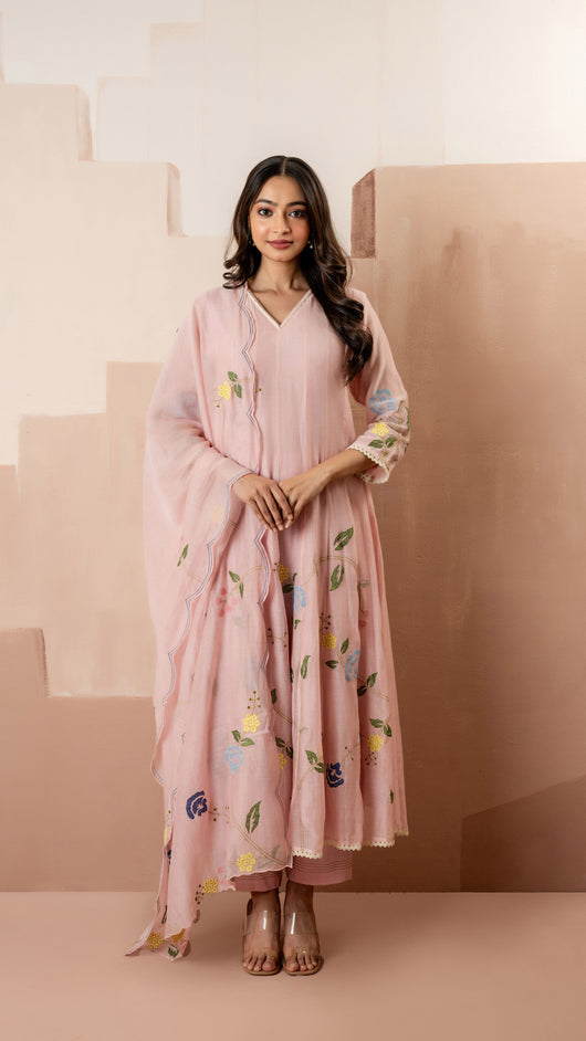 Falak Anarkali Set (Baby Pink)