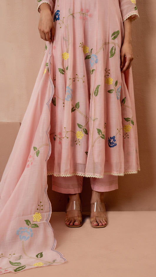 Falak Anarkali Set (Baby Pink)