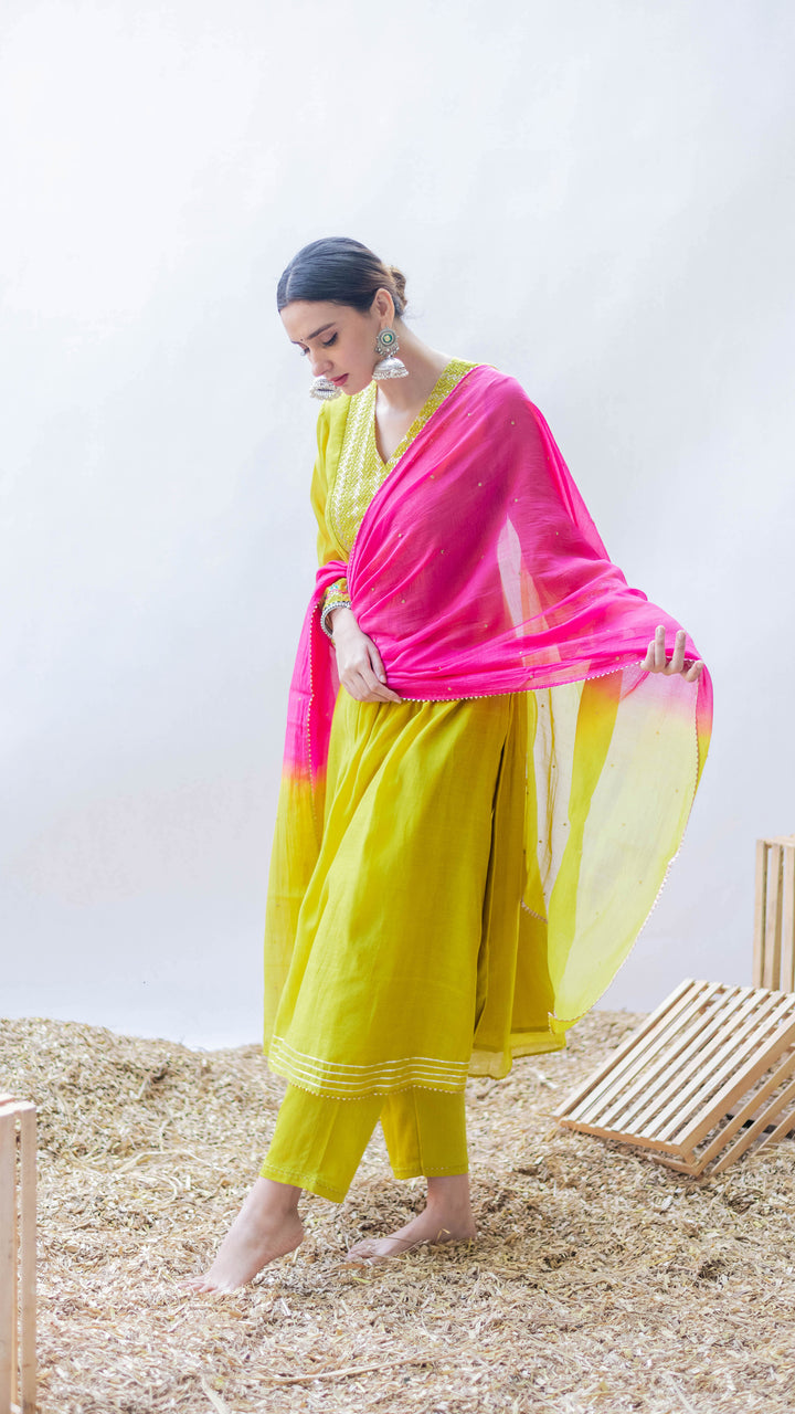 Aqsa Aline Kurta Set (Angoori)
