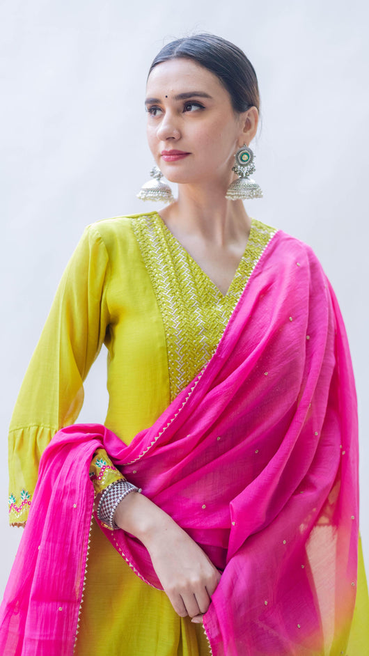 Aqsa Aline Kurta Set (Angoori)