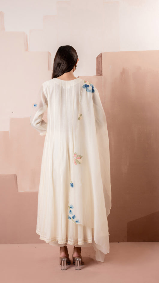 Frida Anarkali Set (White)