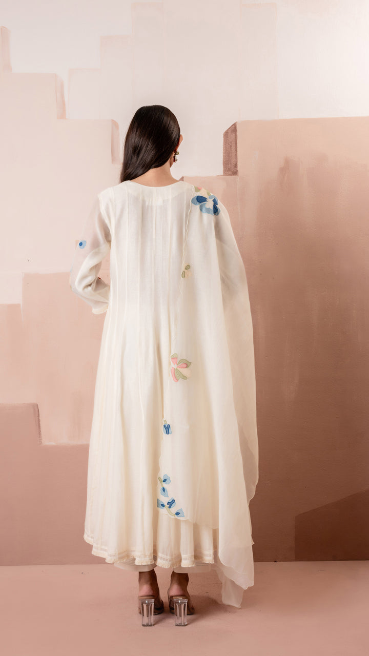Frida Anarkali Set (White)