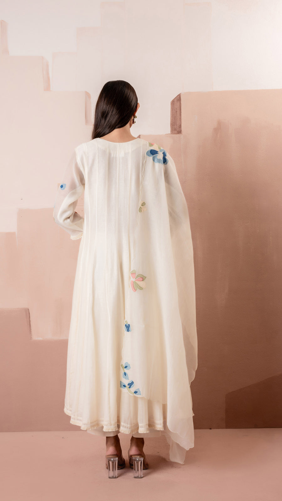Frida Anarkali Set (White)