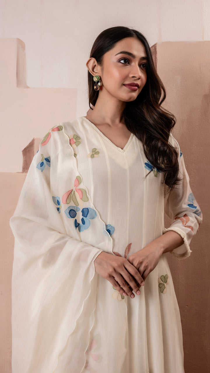 Frida Anarkali Set (White)