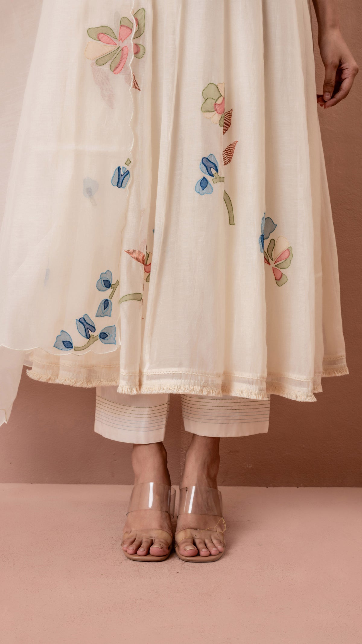 Frida Anarkali Set (White)