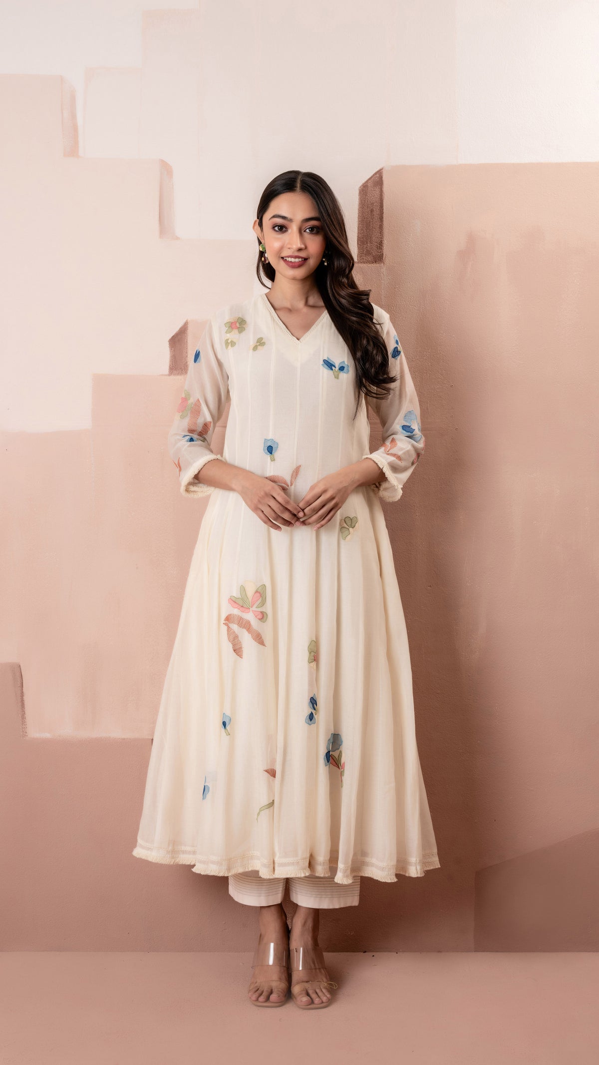 Frida Anarkali Set (White)