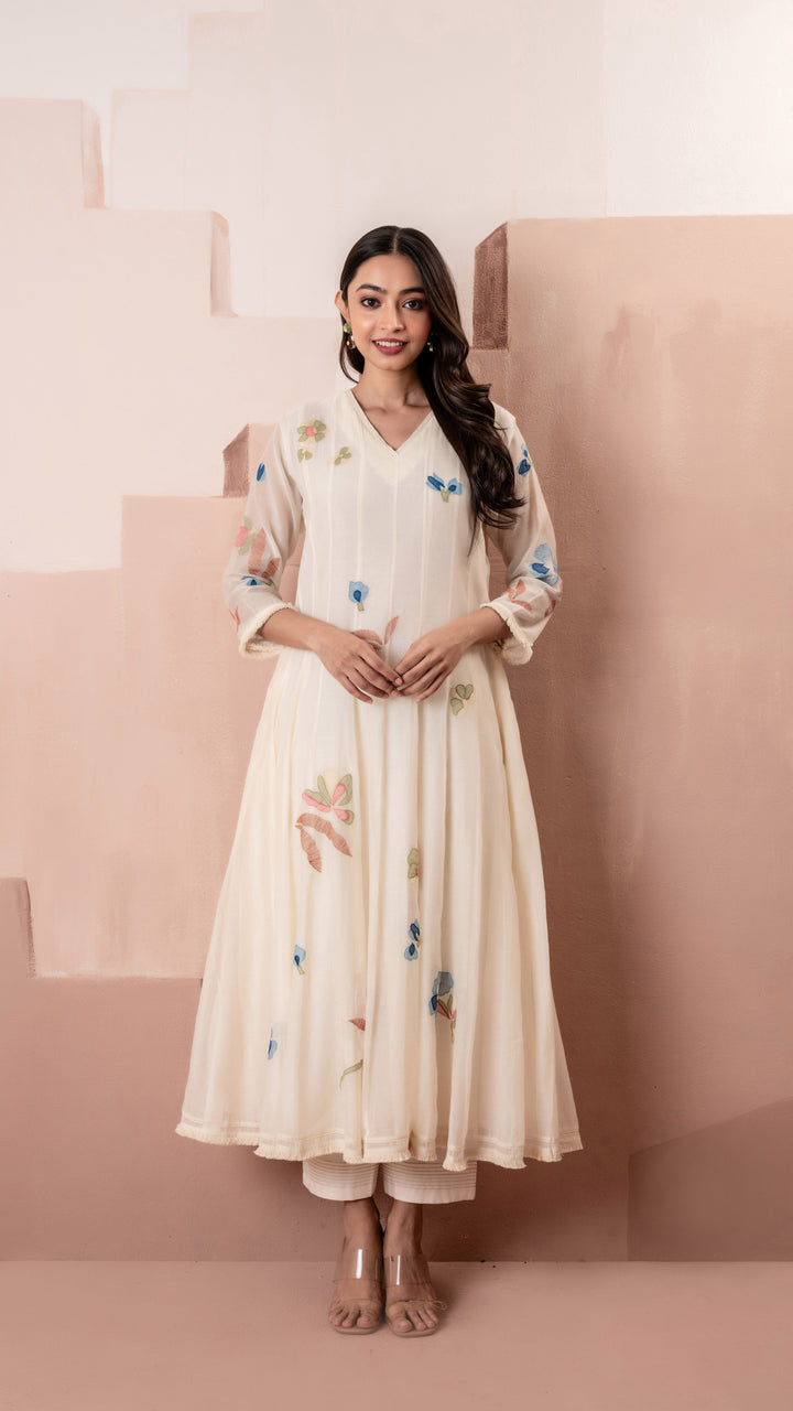 Frida Anarkali Set (White)