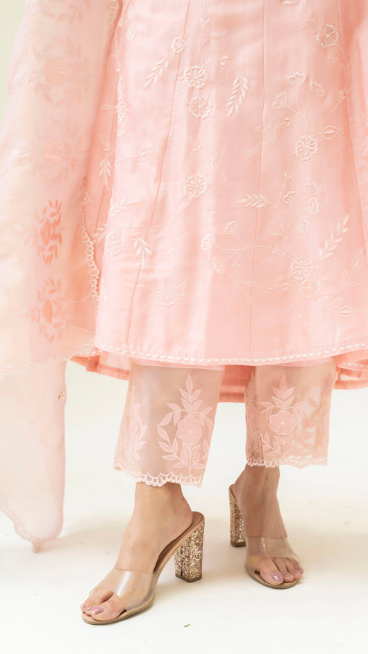 Reverse Applique Anarkali (Dusty Pink)