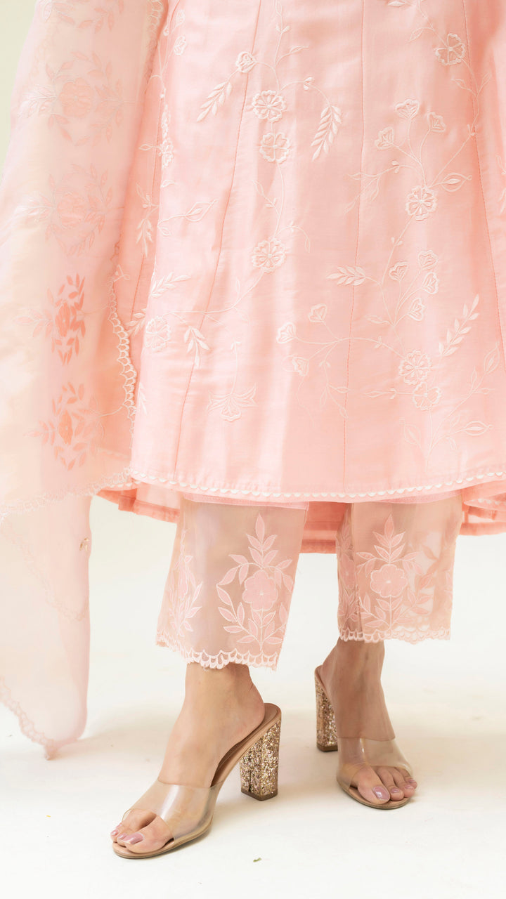 Reverse Applique Anarkali (Dusty Pink)