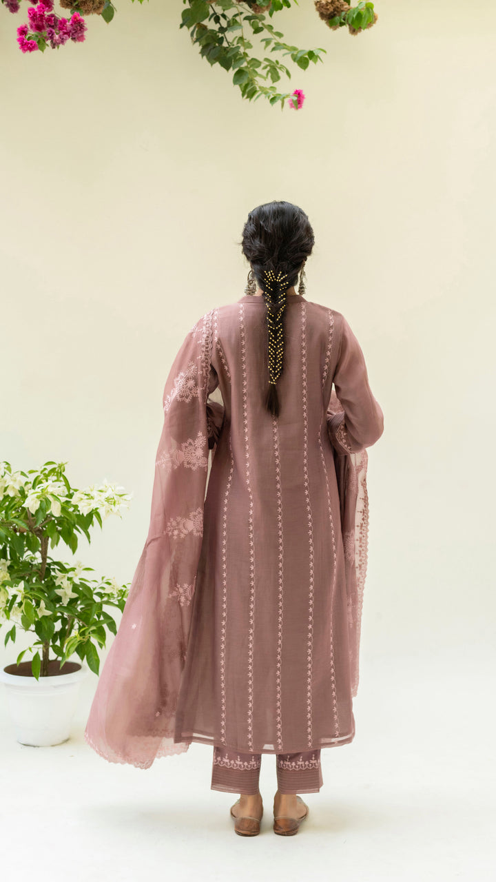 Parchhai Kurta Set (Chestnut Brown)