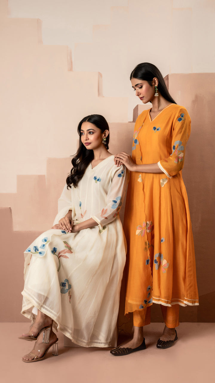Frida Anarkali Set (White)