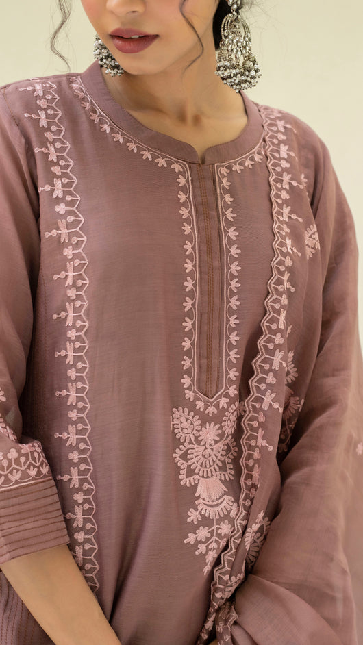 Parchhai Kurta Set (Chestnut Brown)
