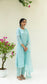 Reverse Applique Kurta Set (Turquoise Blue)