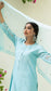 Reverse Applique Kurta Set (Turquoise Blue)