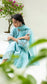Reverse Applique Kurta Set (Turquoise Blue)