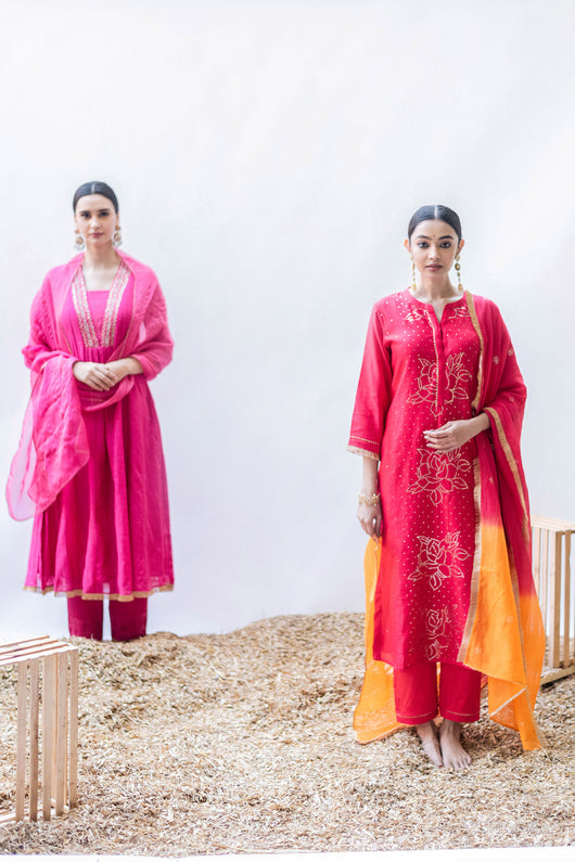 Bhini Kurta Set (Surkh)