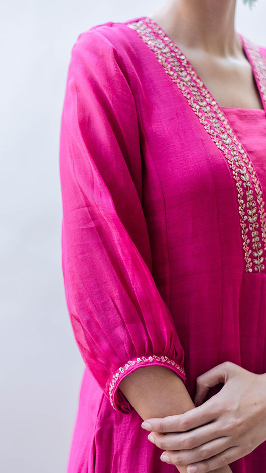 Yara A-line Kurta Set (Rani)