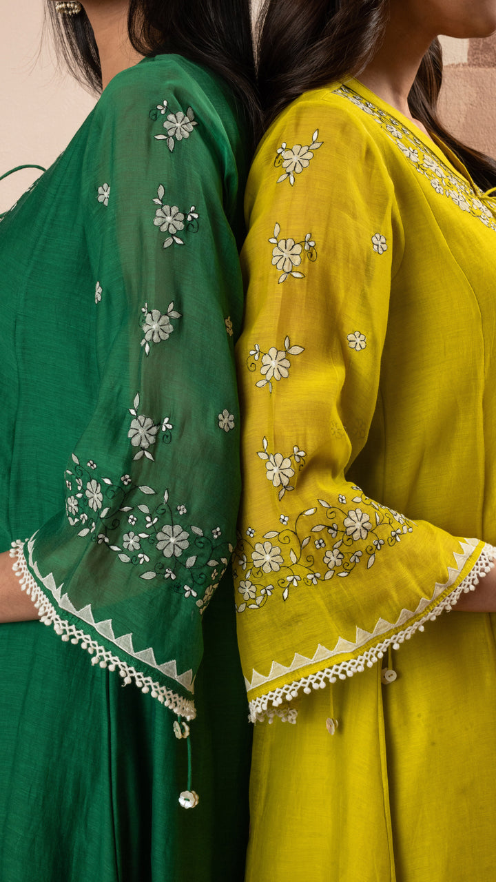 Alaya A-line Kurta Set (Dark Green)