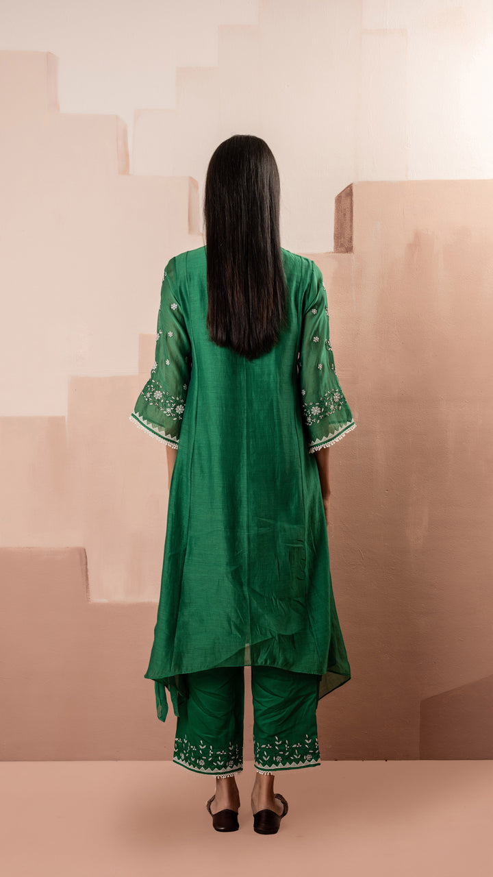 Alaya A-line Kurta Set (Dark Green)