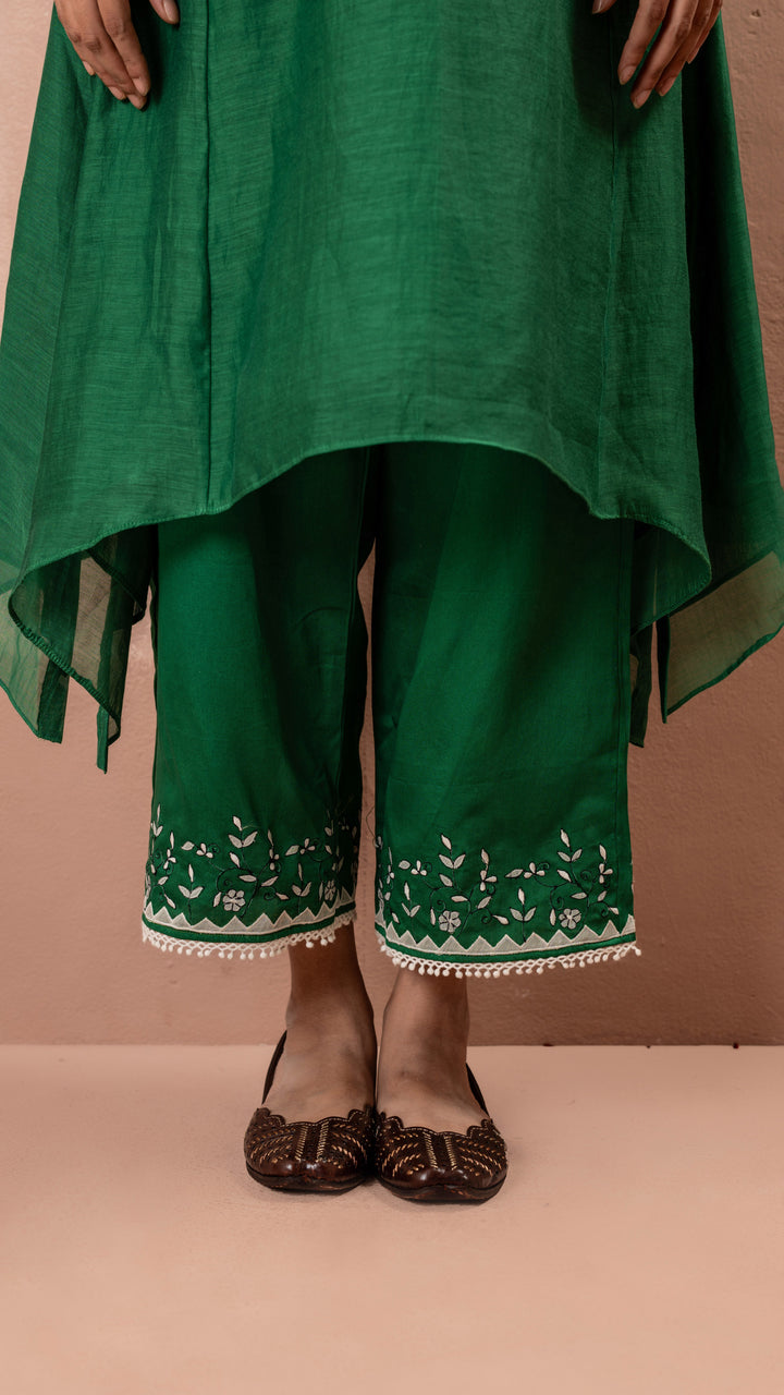 Alaya A-line Kurta Set (Dark Green)