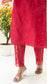 Reverse Applique Kurta Set (Berry Red)