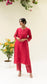 Reverse Applique Kurta Set (Berry Red)