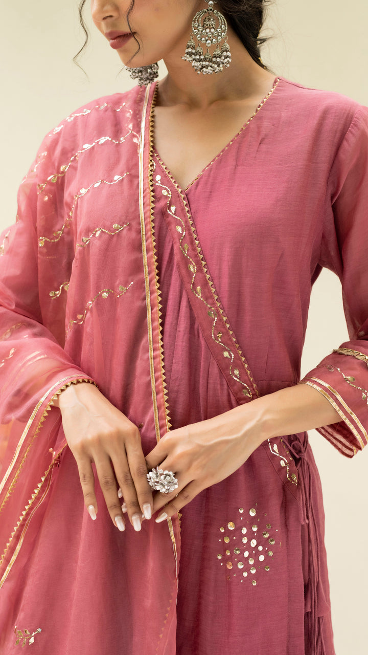 Muskat Angrakha Set (Plum Pink)