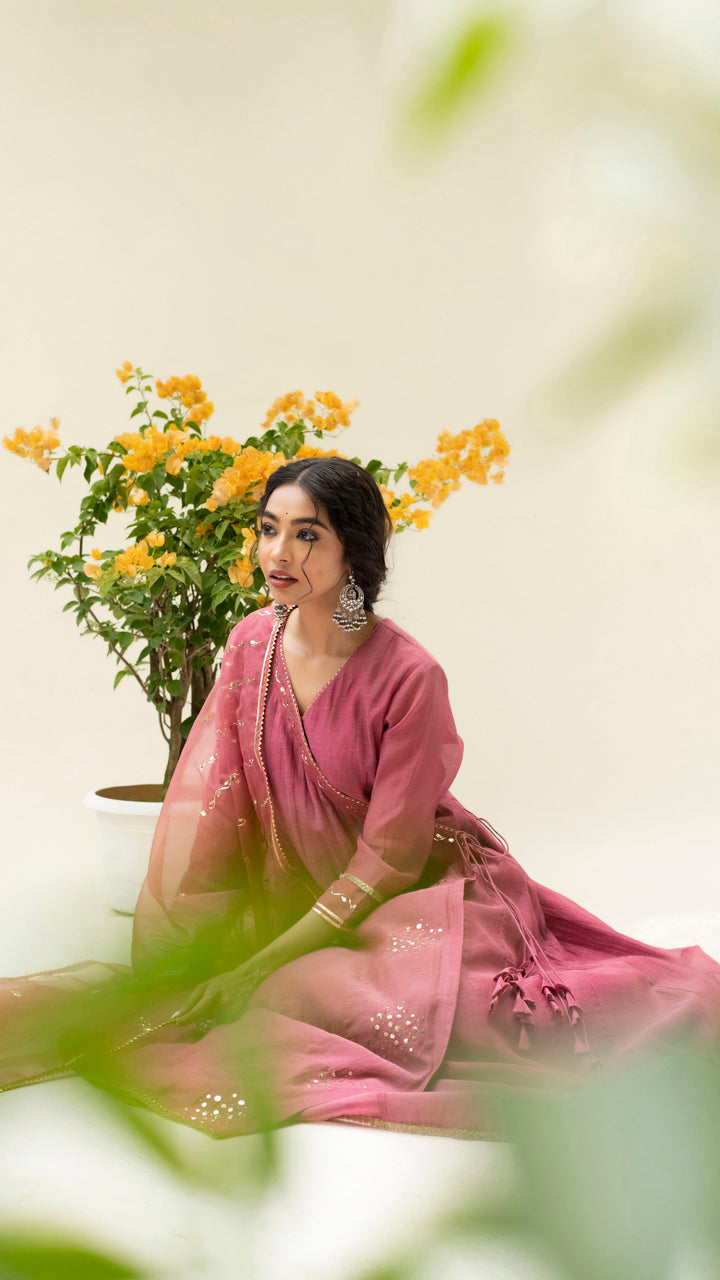 Muskat Angrakha Set (Plum Pink)