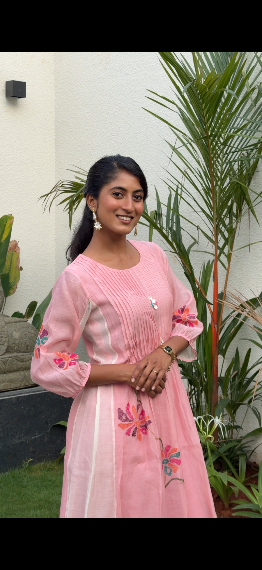 Meher Mul Chanderi Tunic Set in Blue