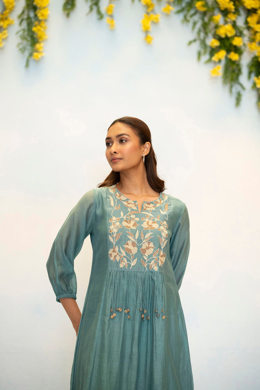 Noorani Mul Chanderi Aline Kurta Set