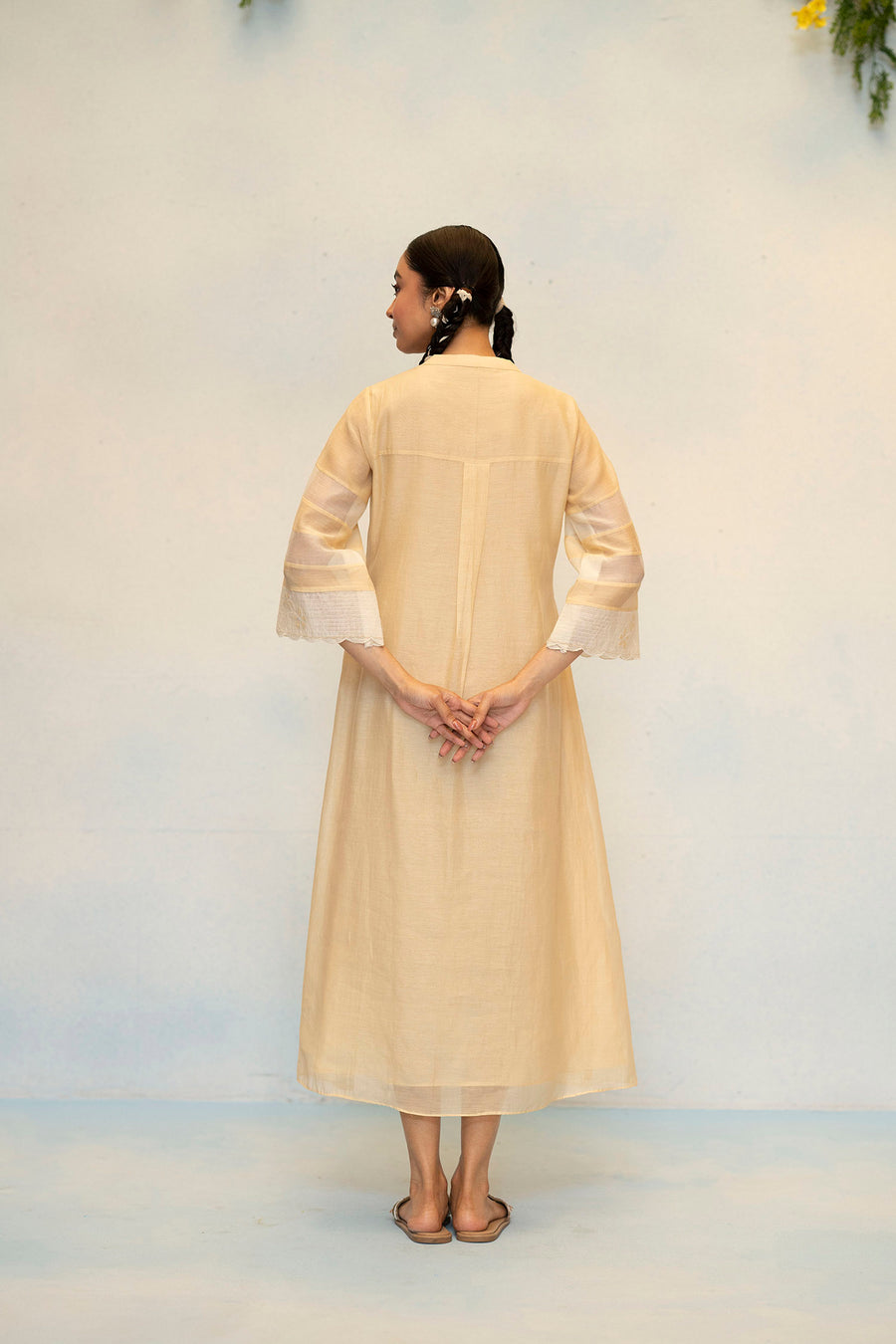 Zara Mul Chanderi Tunic Set in Beige