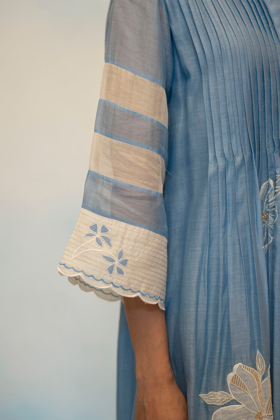 Zara Mul Chanderi Tunic Set in Blue