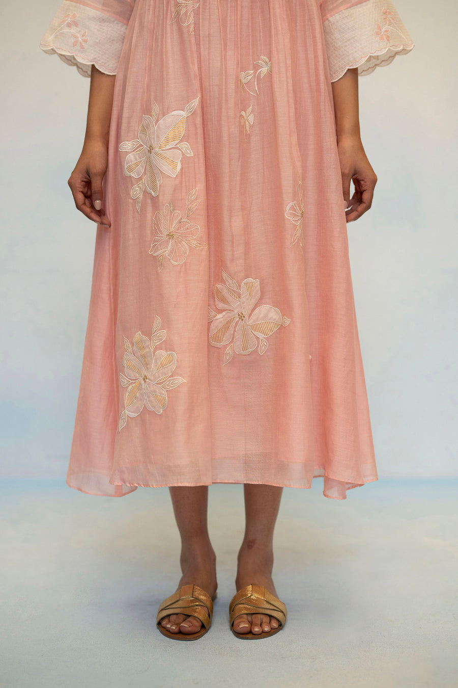 Zara Mul Chanderi Tunic Set in Pink