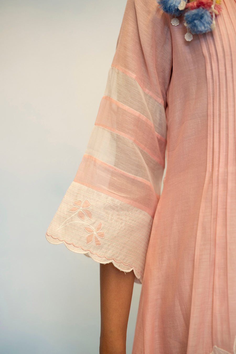 Zara Mul Chanderi Tunic Set in Pink