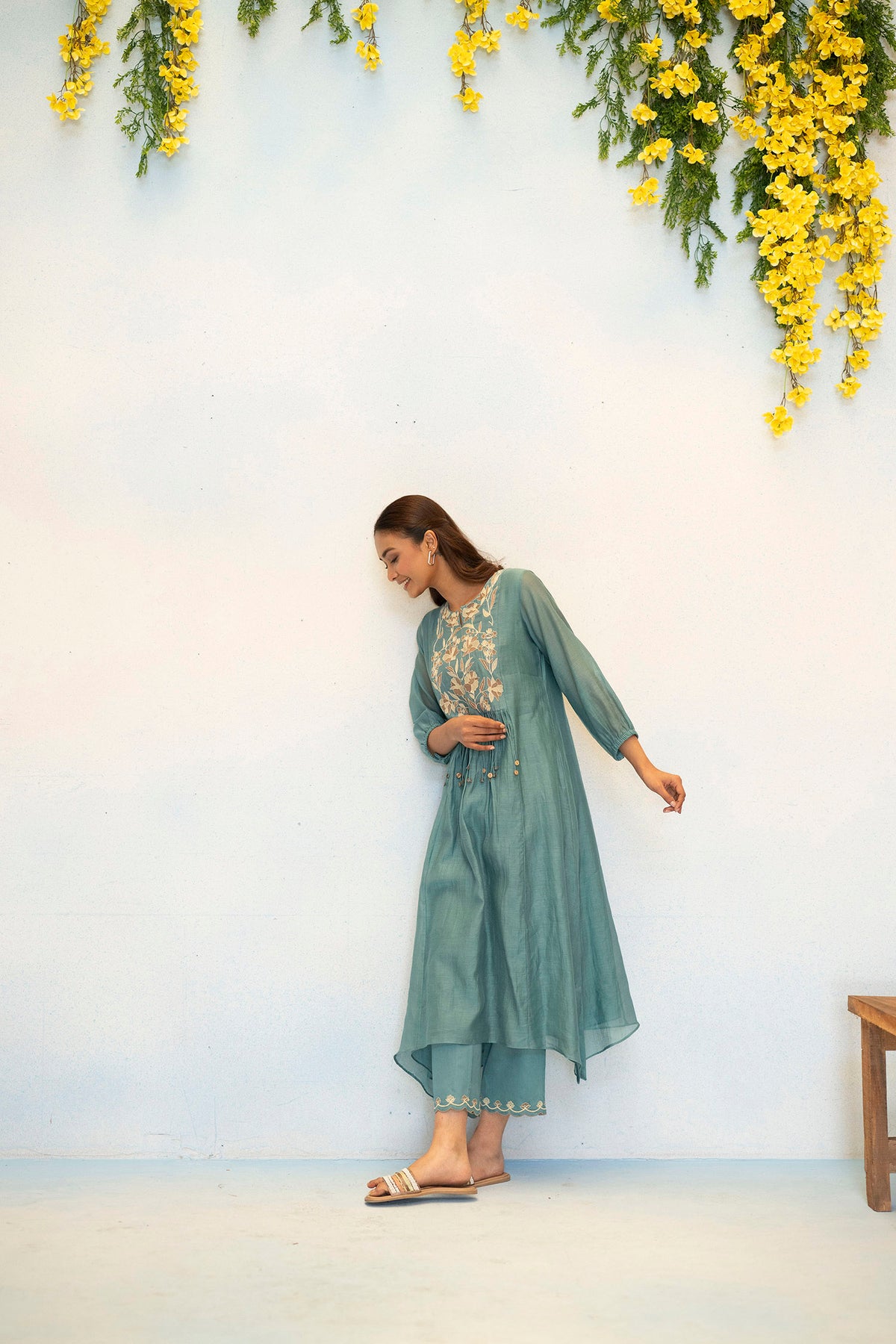 Noorani Mul Chanderi Aline Kurta Set