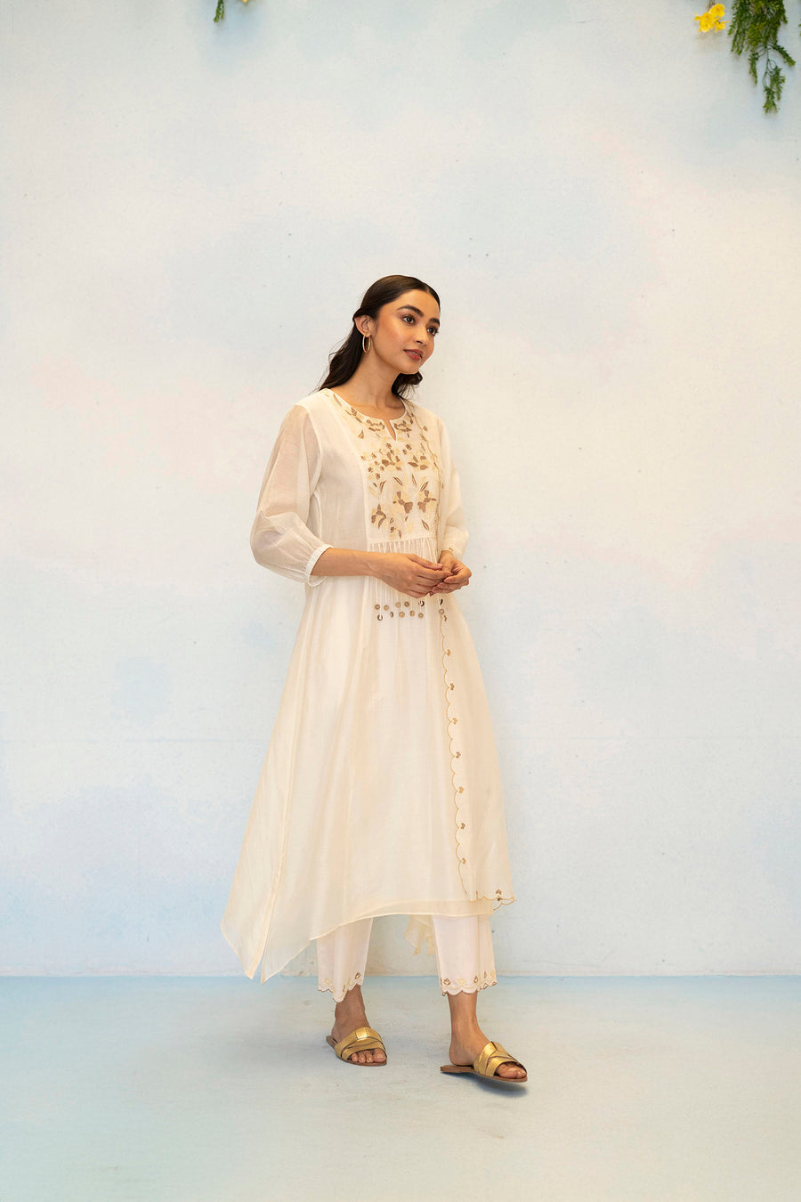 Noorani Mul Chanderi Aline Kurta Set