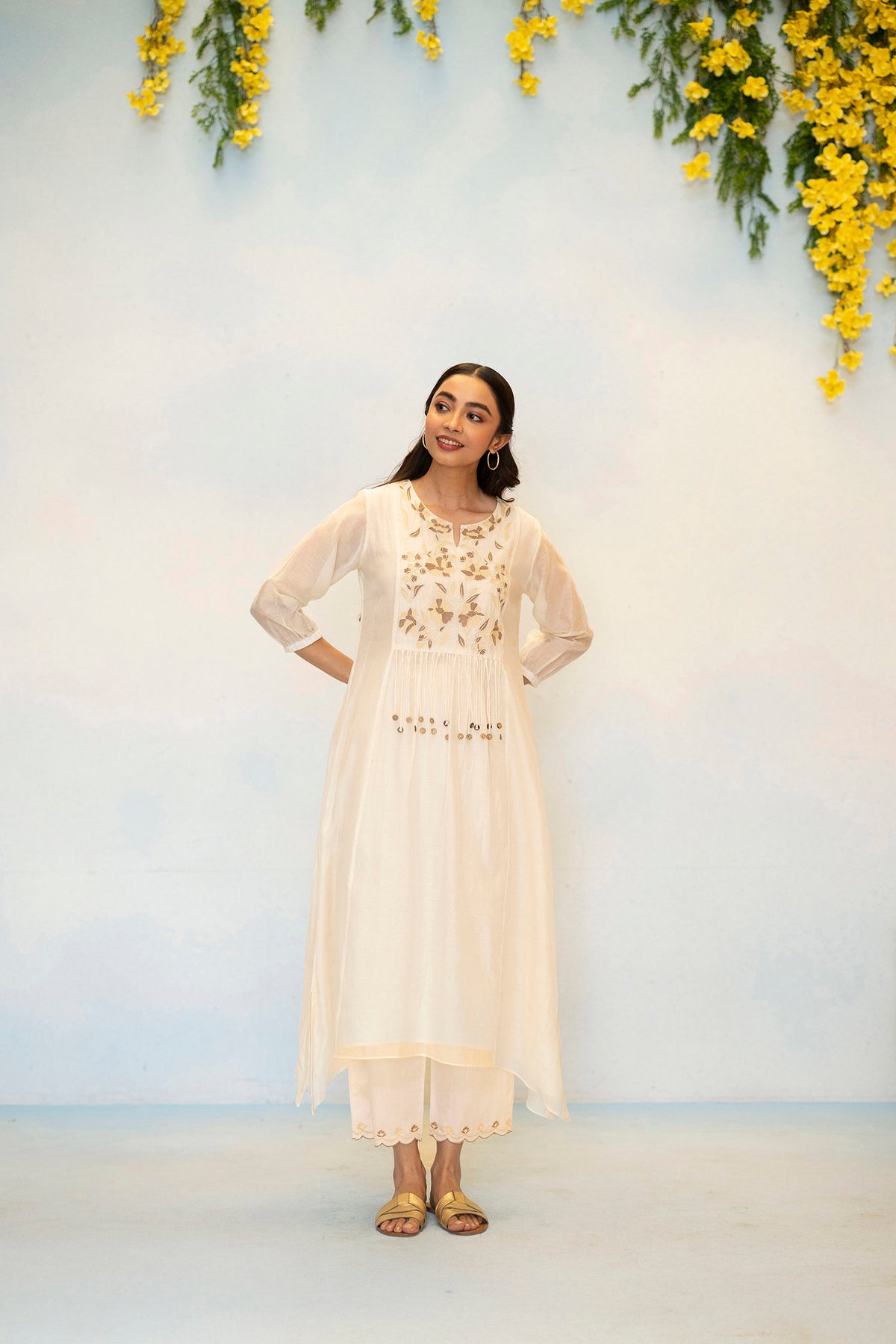 Noorani Mul Chanderi Aline Kurta Set