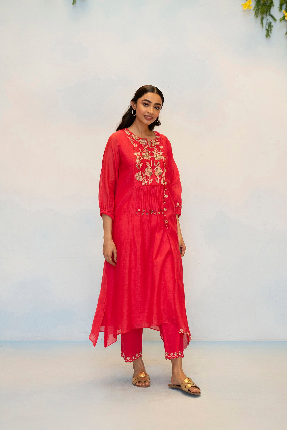 Noorani Mul Chanderi Aline Kurta Set