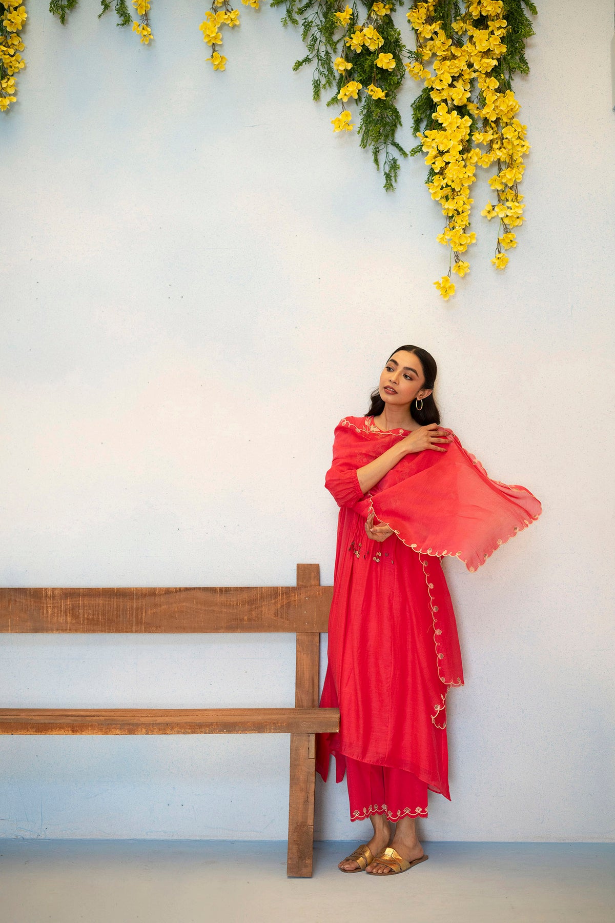 Noorani Mul Chanderi Aline Kurta Set