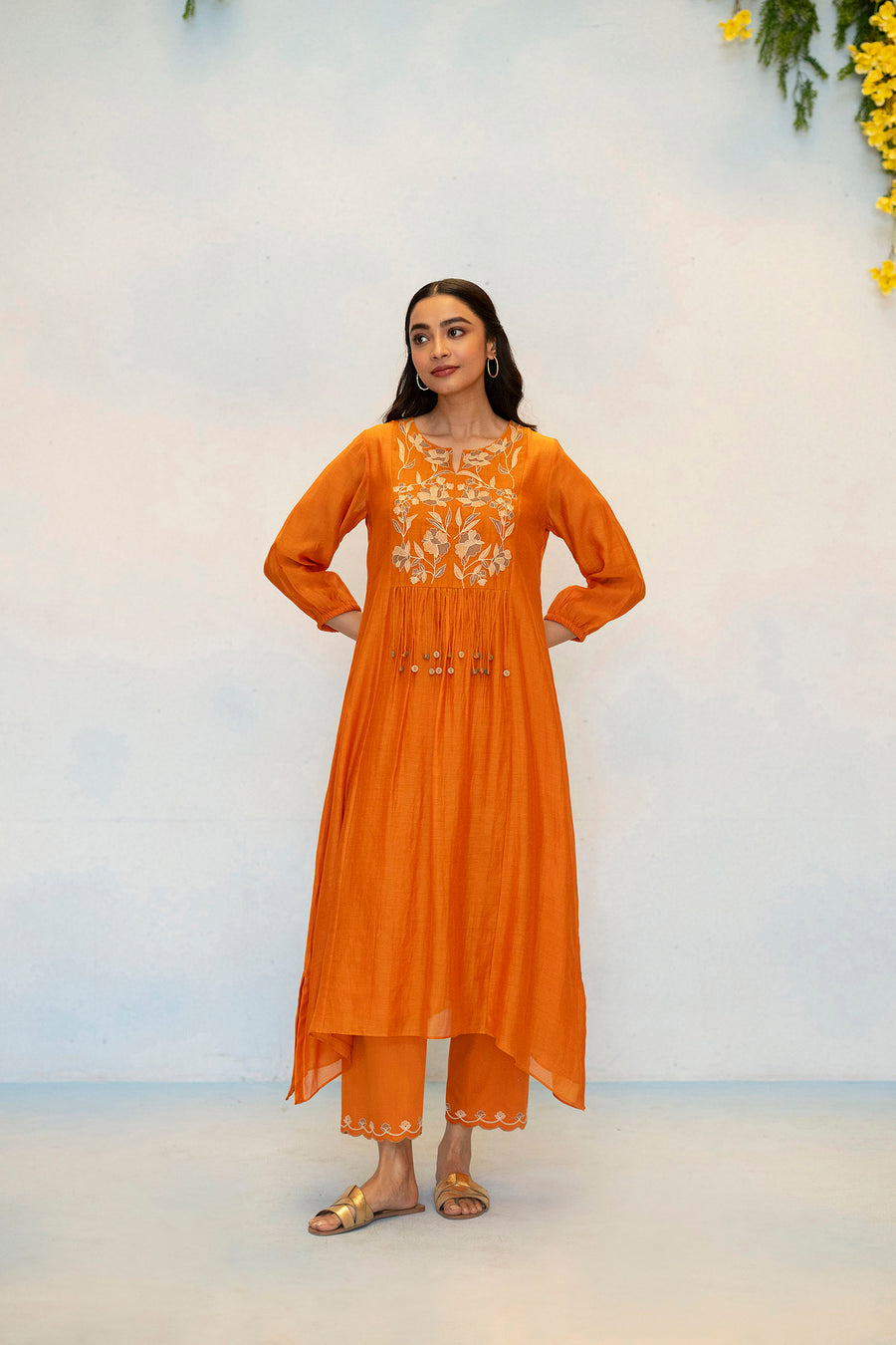 Noorani Mul Chanderi Aline Kurta Set