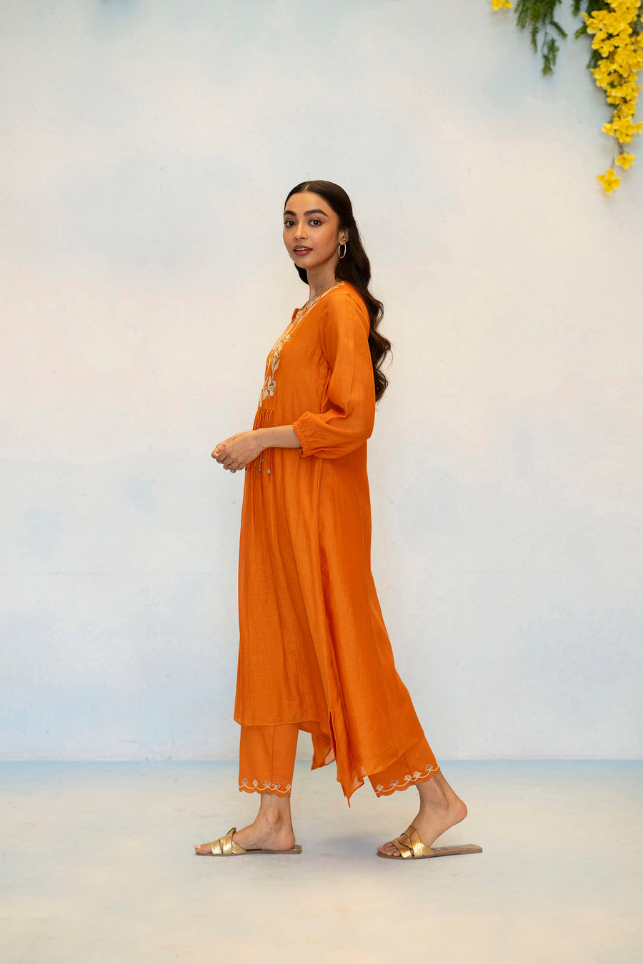 Noorani Mul Chanderi Aline Kurta Set