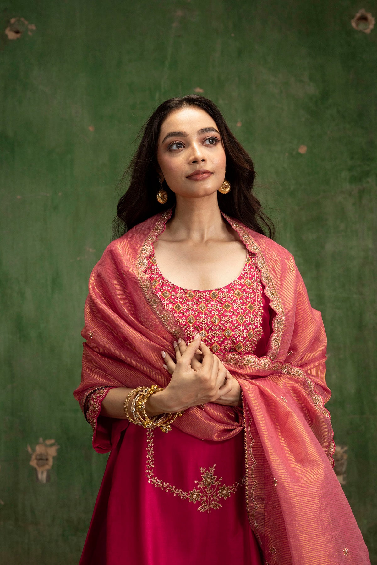 Mahiya Raw Silk Sharara Set in Rani