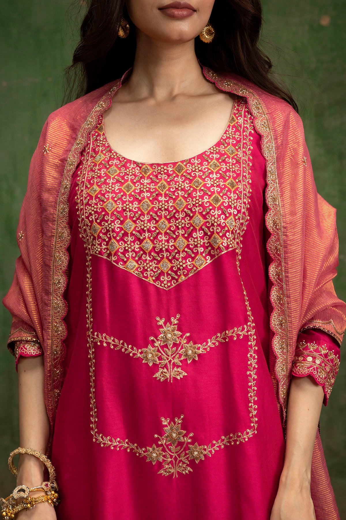 Mahiya Raw Silk Sharara Set in Rani