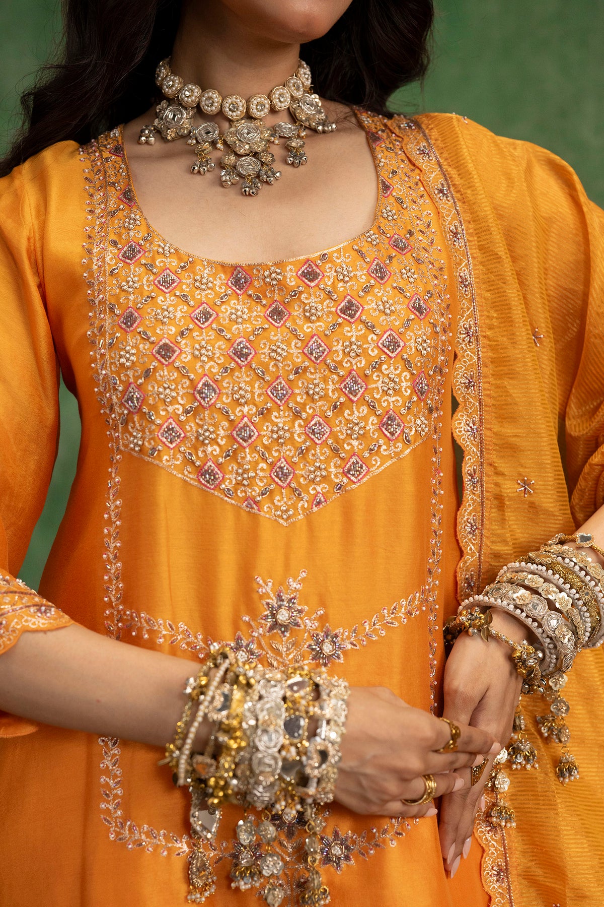 Mahiya Raw Silk Sharara Set in Narangi