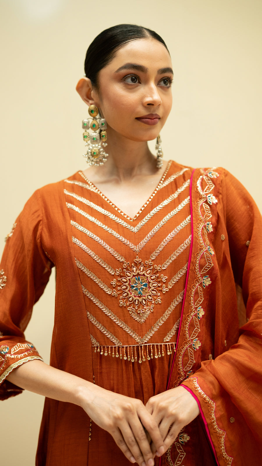 Jhoomar Mul Chanderi Aline Kurta Set