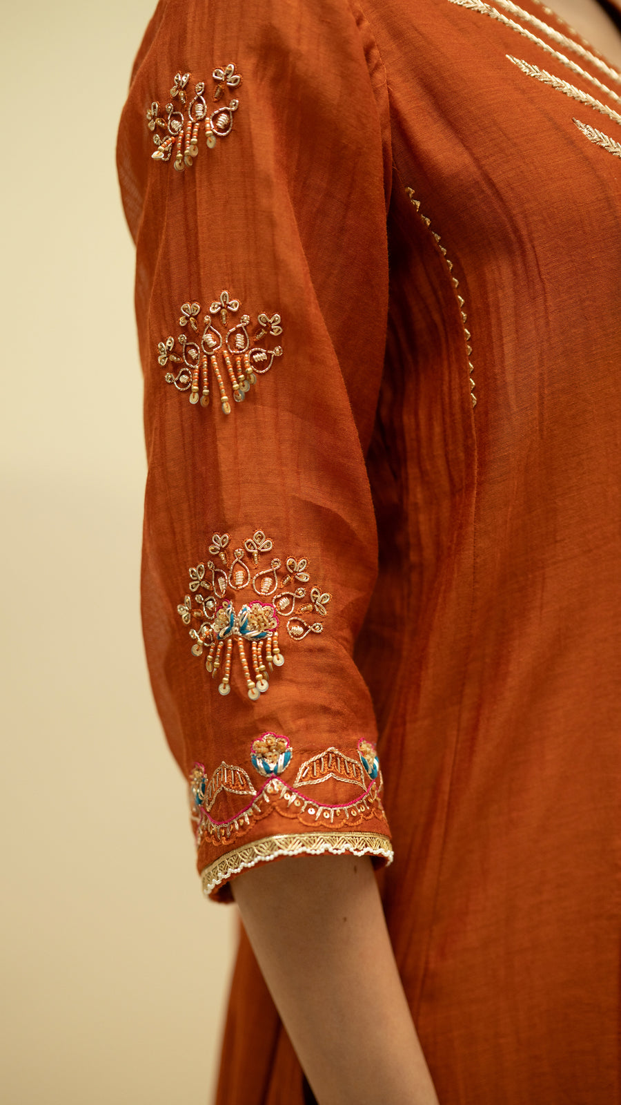 Jhoomar Mul Chanderi Aline Kurta Set