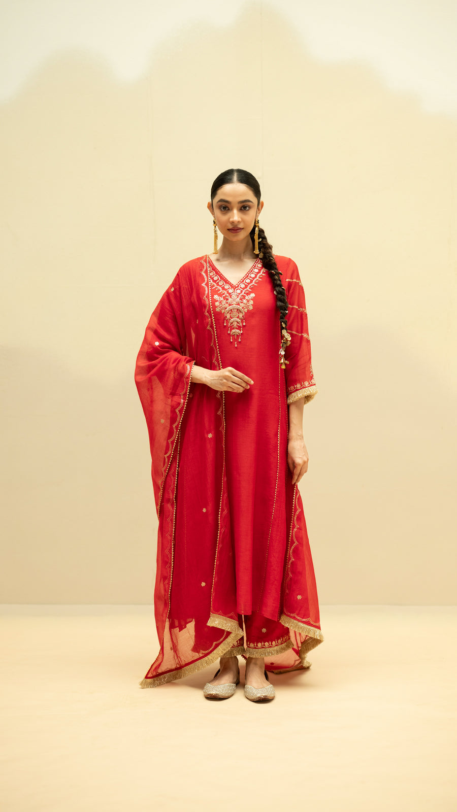 Chaandbali Mul Chanderi Aline Kurta Set